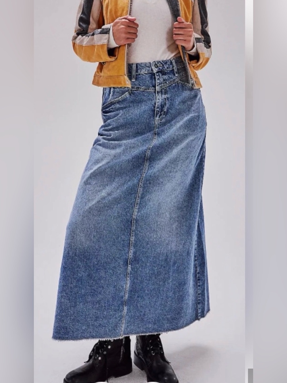 We The Free Faded Blue Y2K 90’s Grunge Western Indie Sleaze Maxi Skirt Size 12